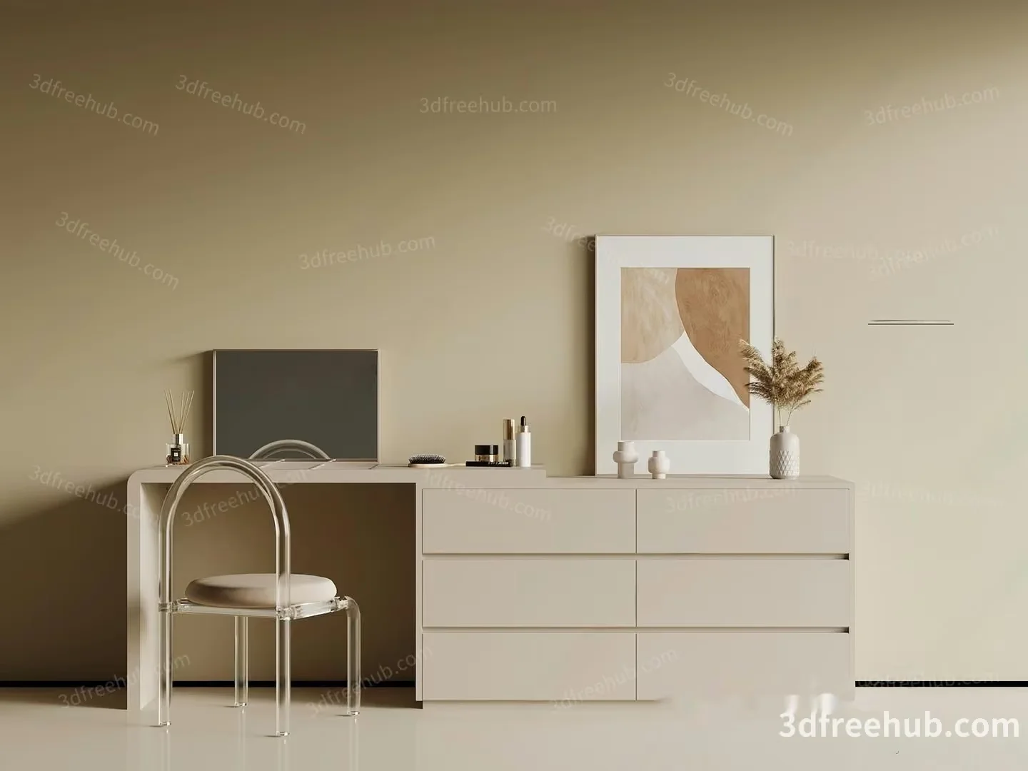Minimalist Dressing Table 3D Model – 20851 – VRAY Render