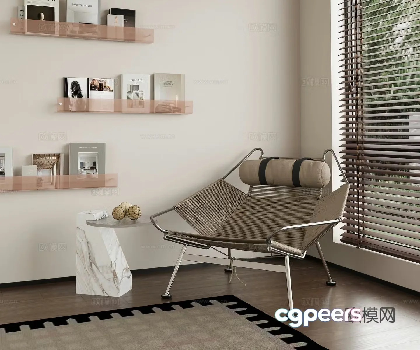 Modern leisure chair rattan chair stainless steel chair 3d model