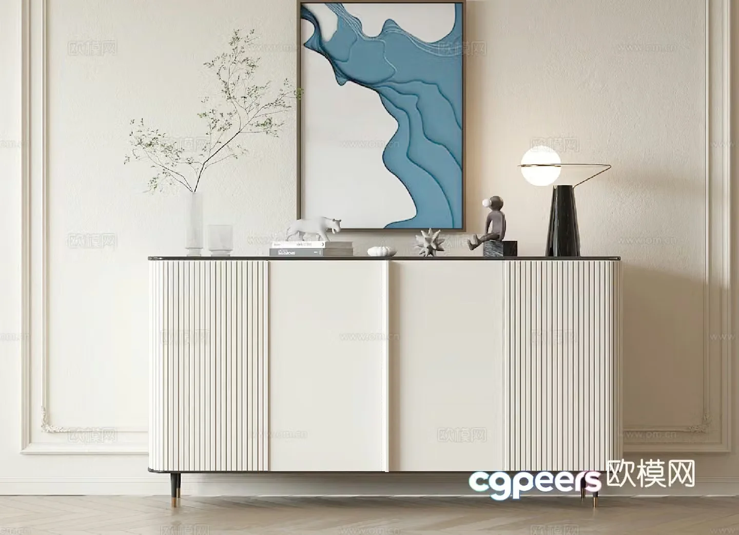 Modern side cabinet entrance cabinet 3D model