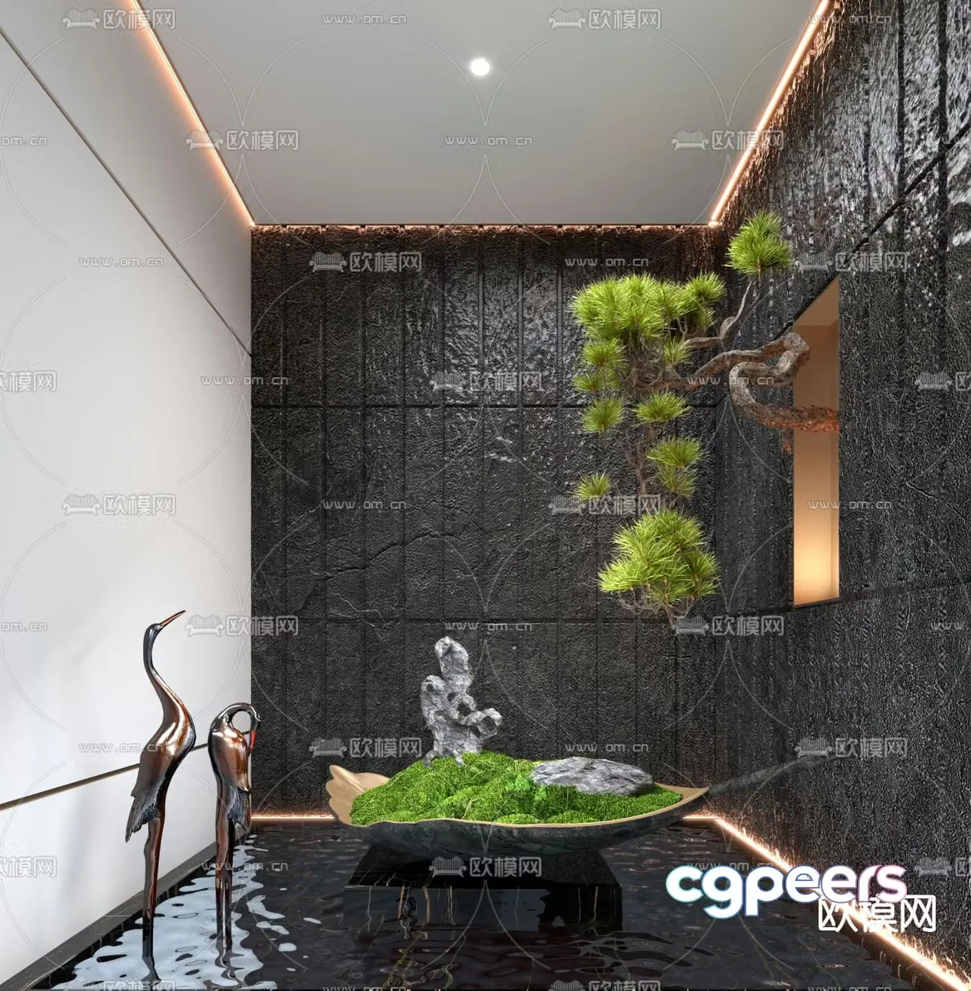 Indoor landscape waterscape sketch 3d model