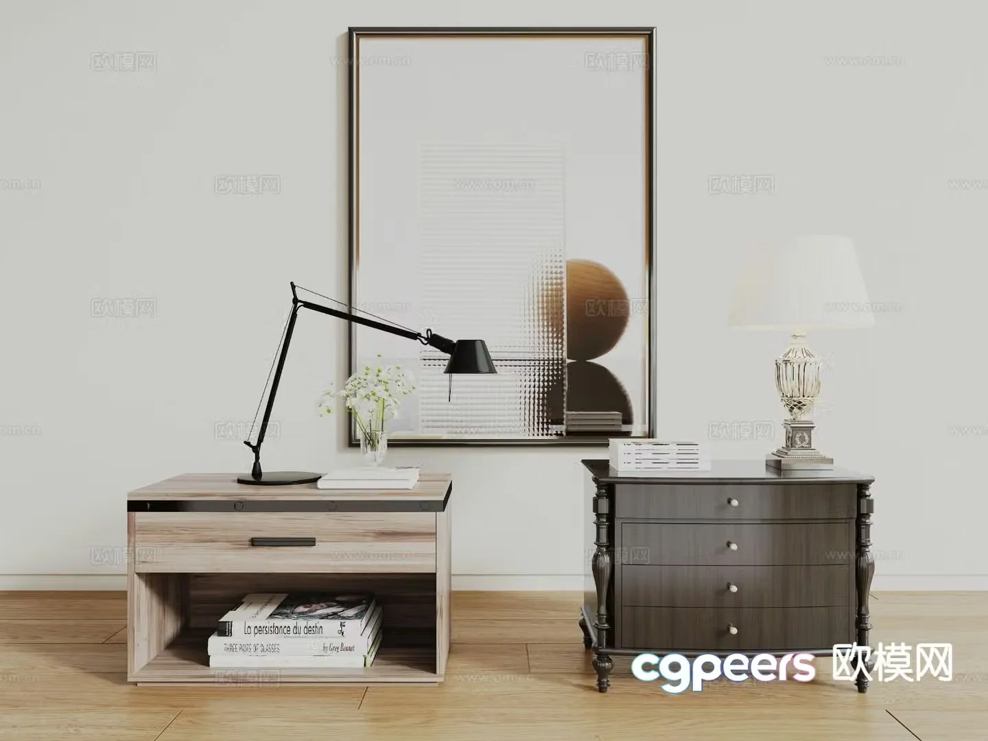 Modern bedside table 3d model
