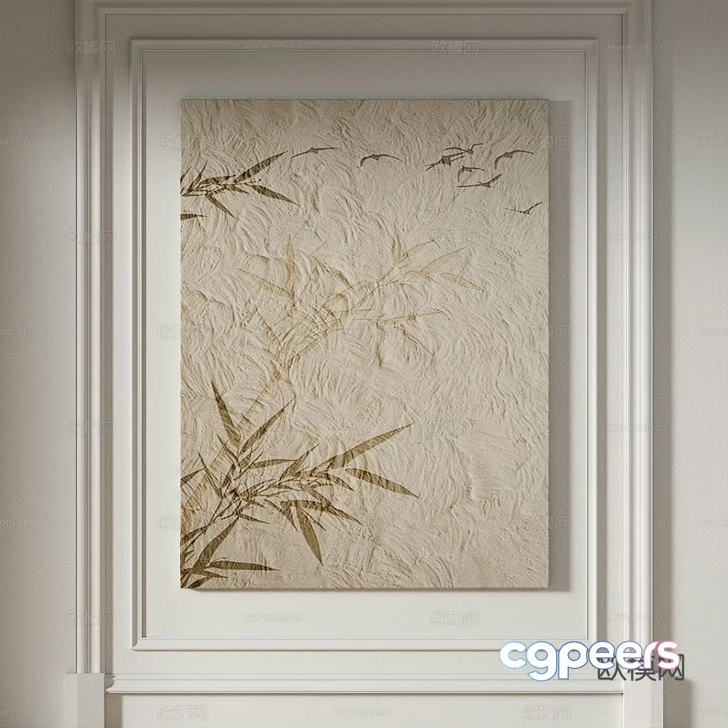 Modern simple texture abstract light luxury wasabi three-dimensional decorative painting 3d model