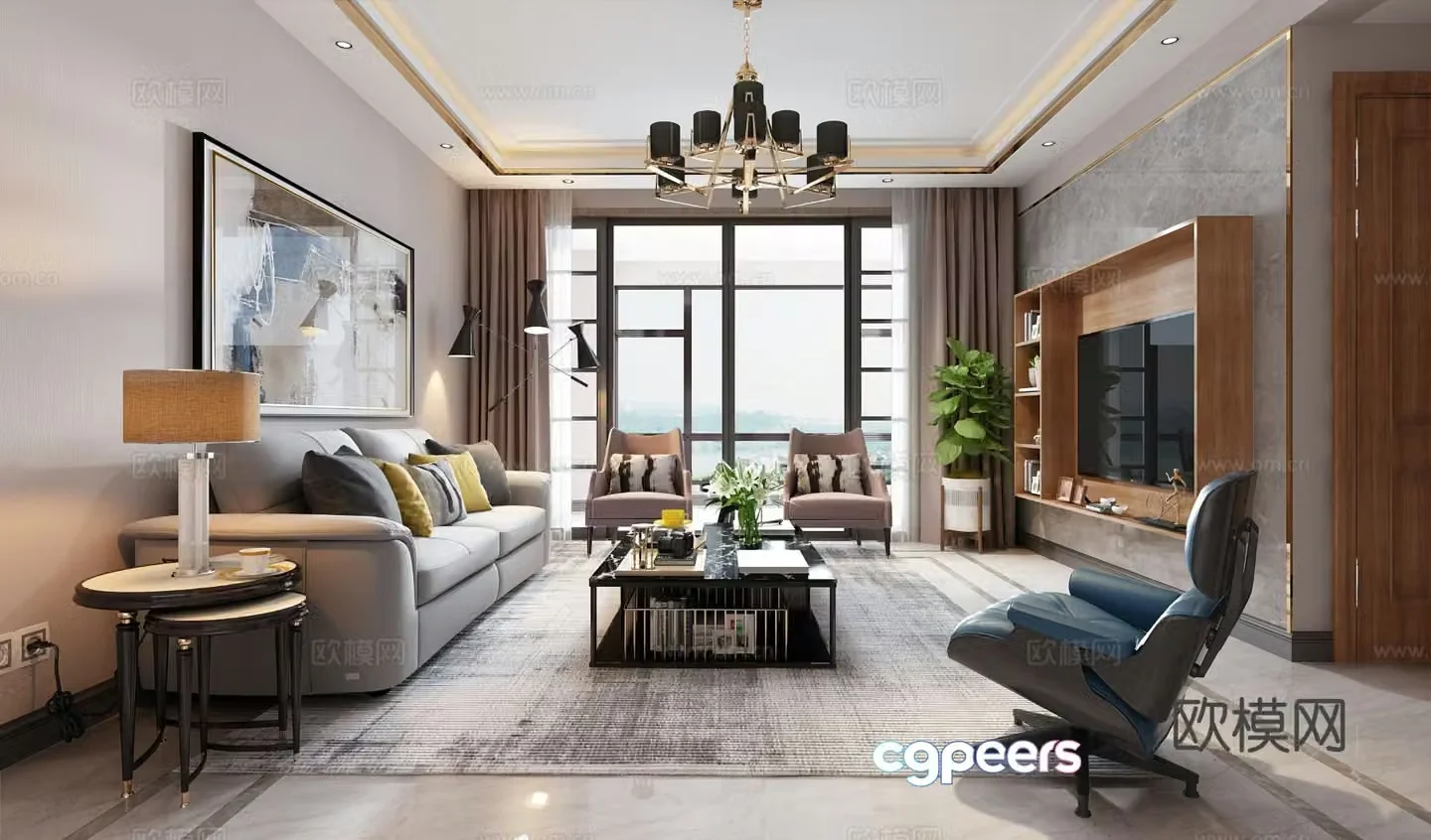 New Chinese style living room 3d model