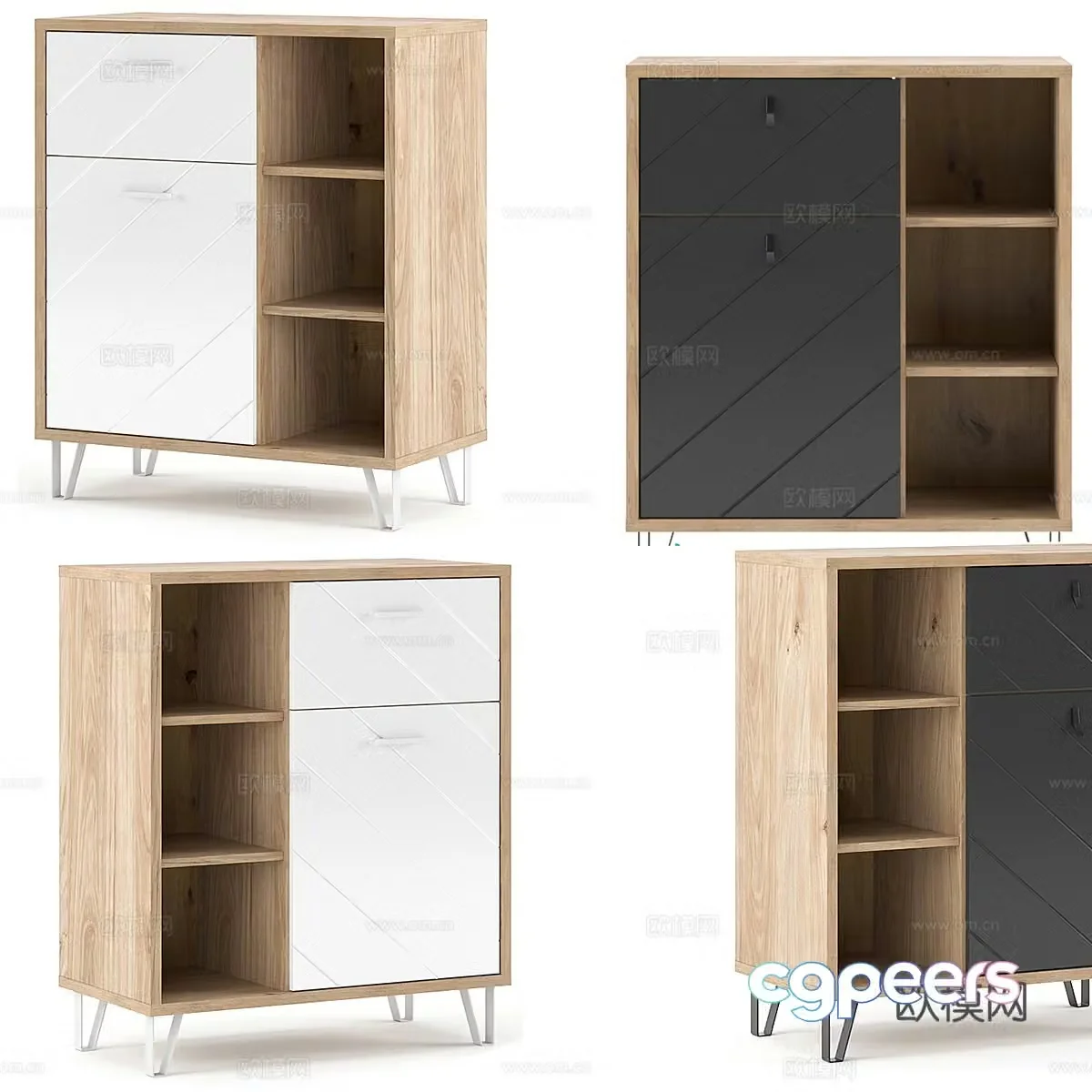Nordic simple decorative cabinet decorative cabinet wooden decorative cabinet low cabinet 3d model
