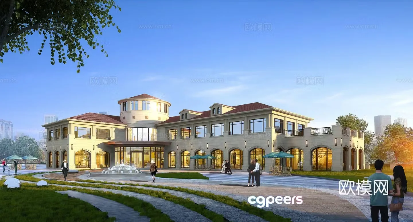 European style hotel exterior 3D model