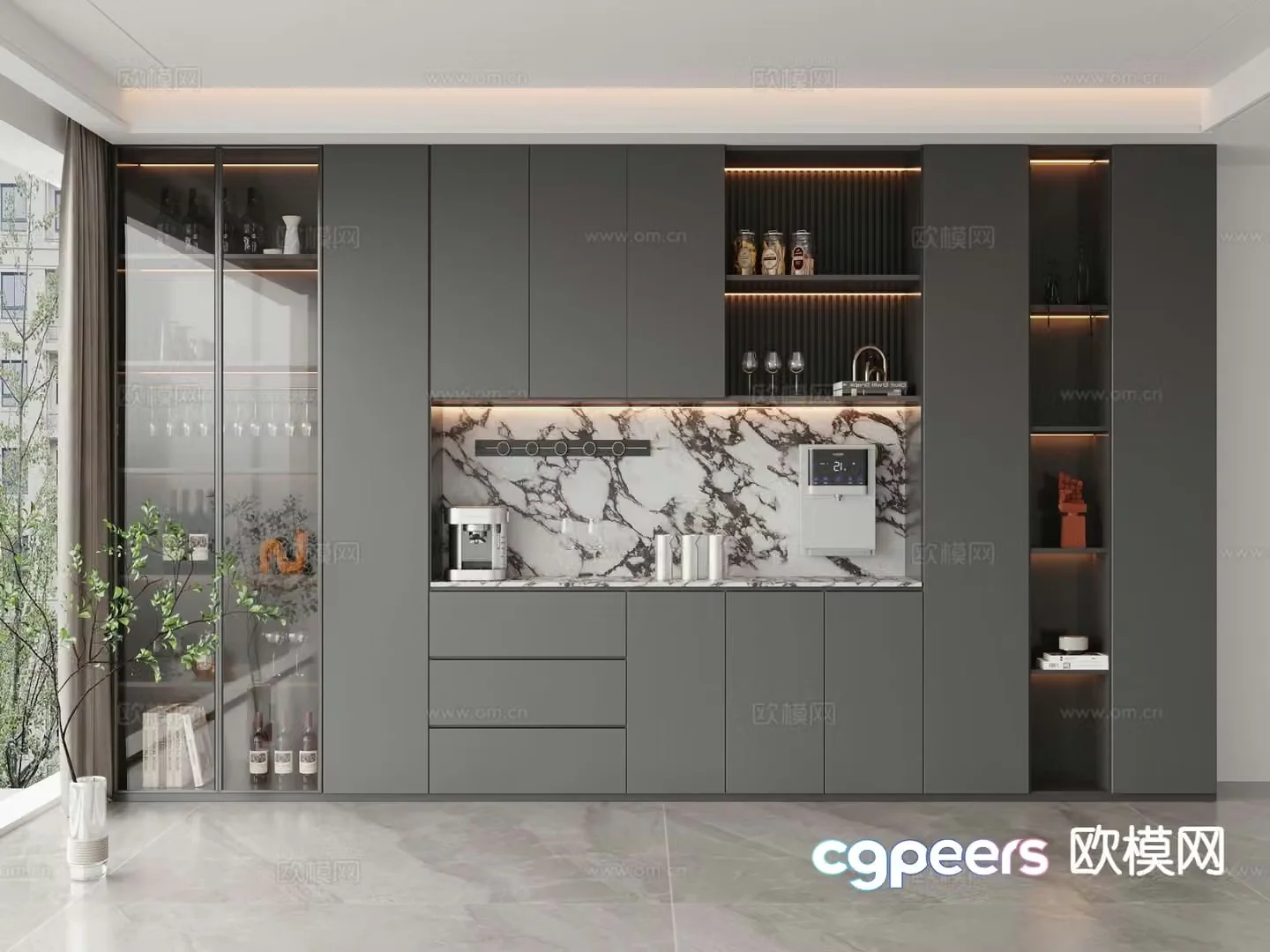 Italian wine cabinet sideboard 3d model