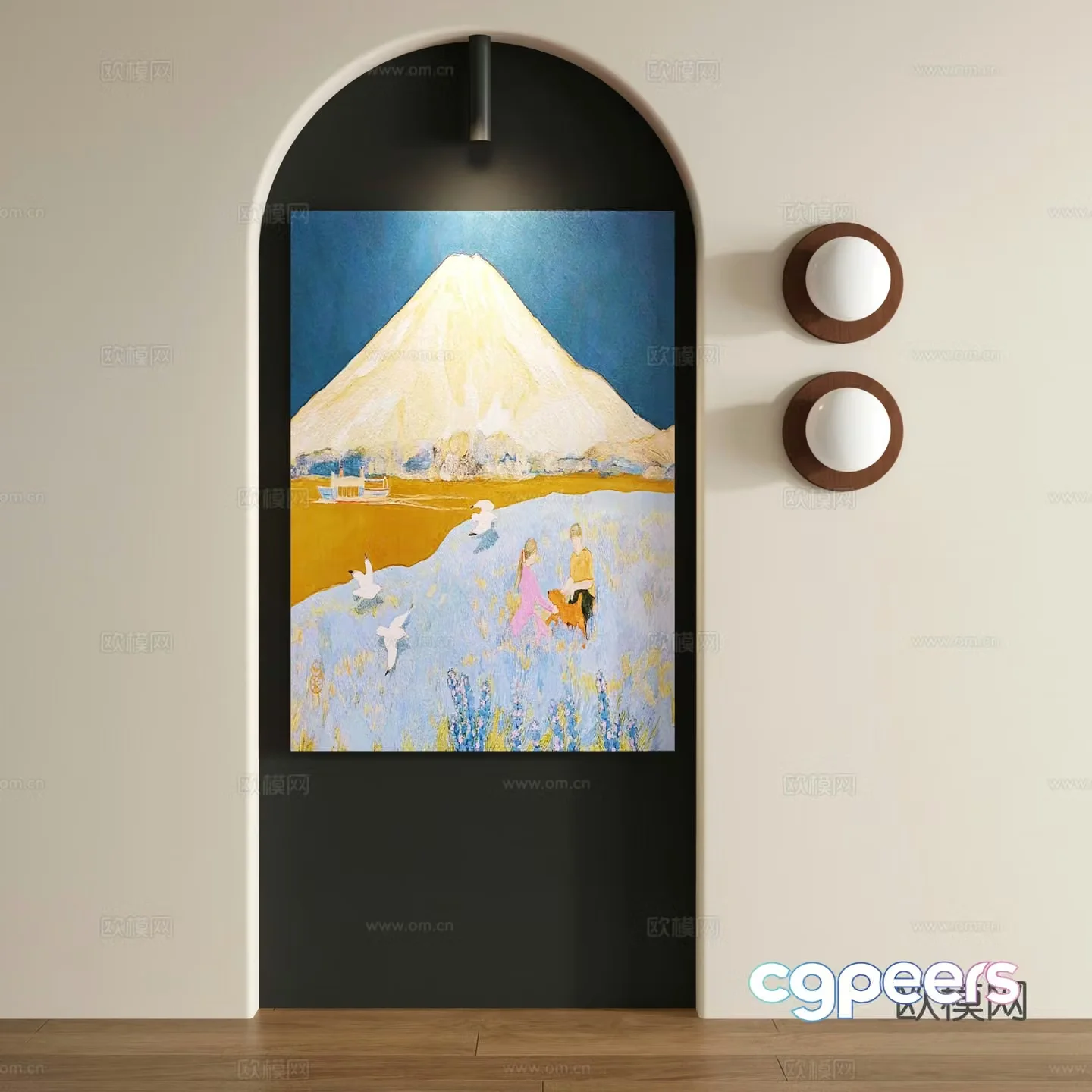 Retro abstract frameless drawing 3d model