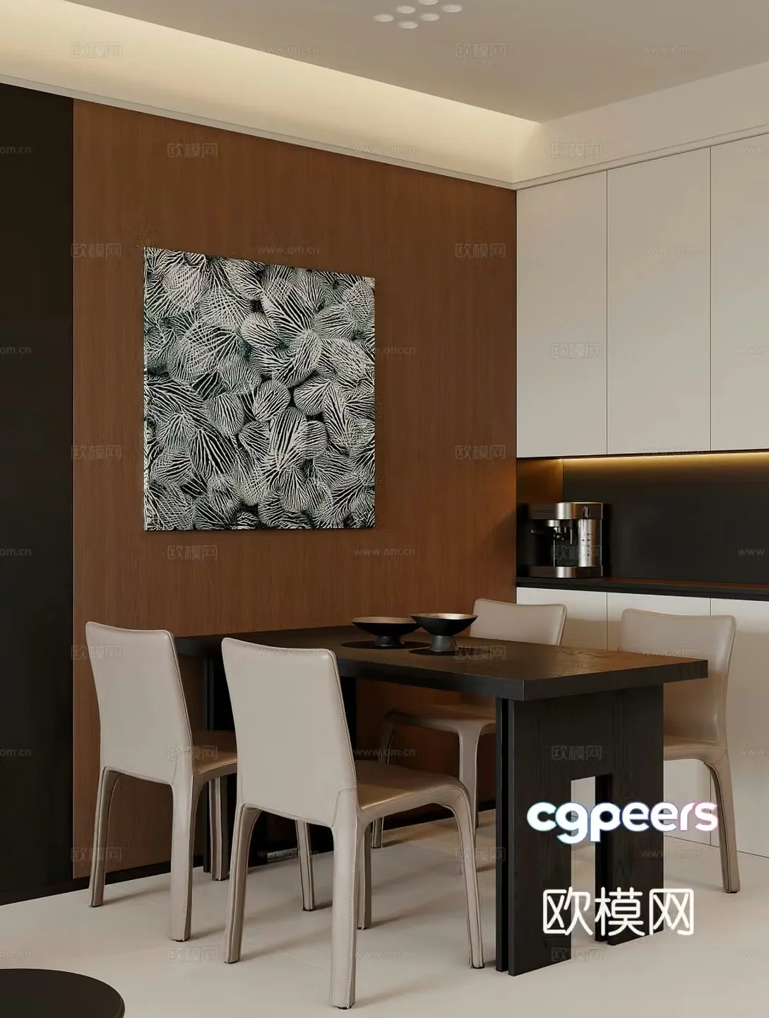 Modern restaurant Wine cabinet Light luxury restaurant Italian restaurant Simple dark style Modern living restaurant 3d model