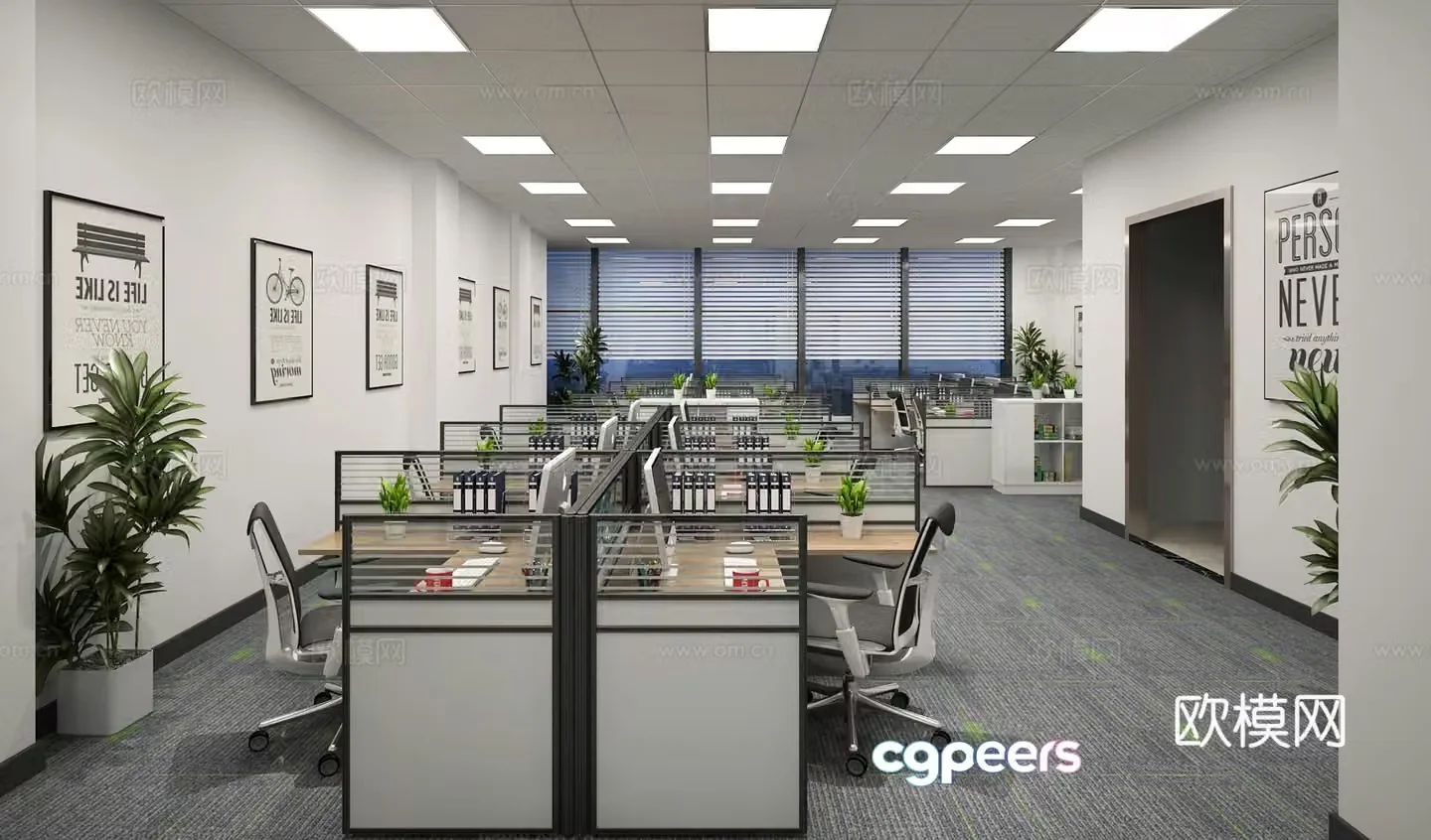 Modern public office office area 3d model