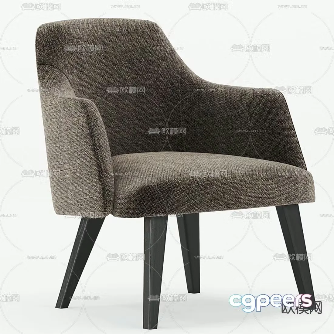 Flexform modern brown fabric lounge chair 3d model