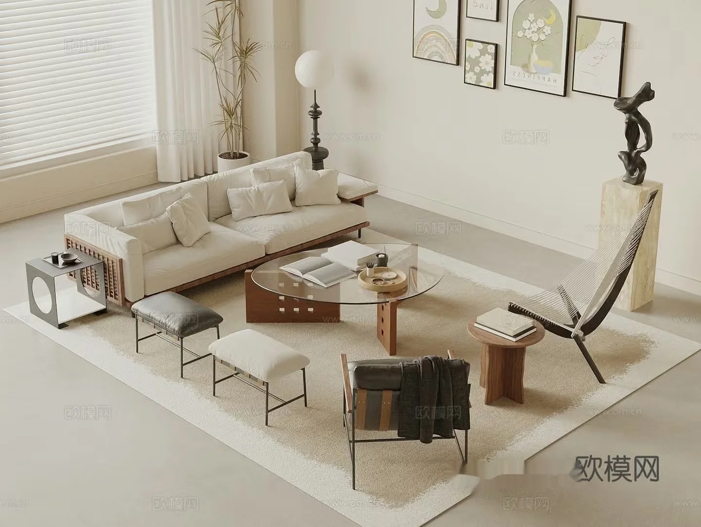 Modern Living Room 3D Model – 23133 – VRAY Render
