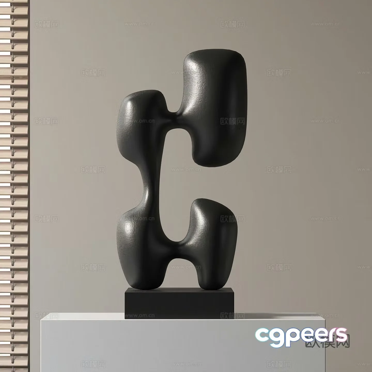 Modern abstract dark sculpture 3d model