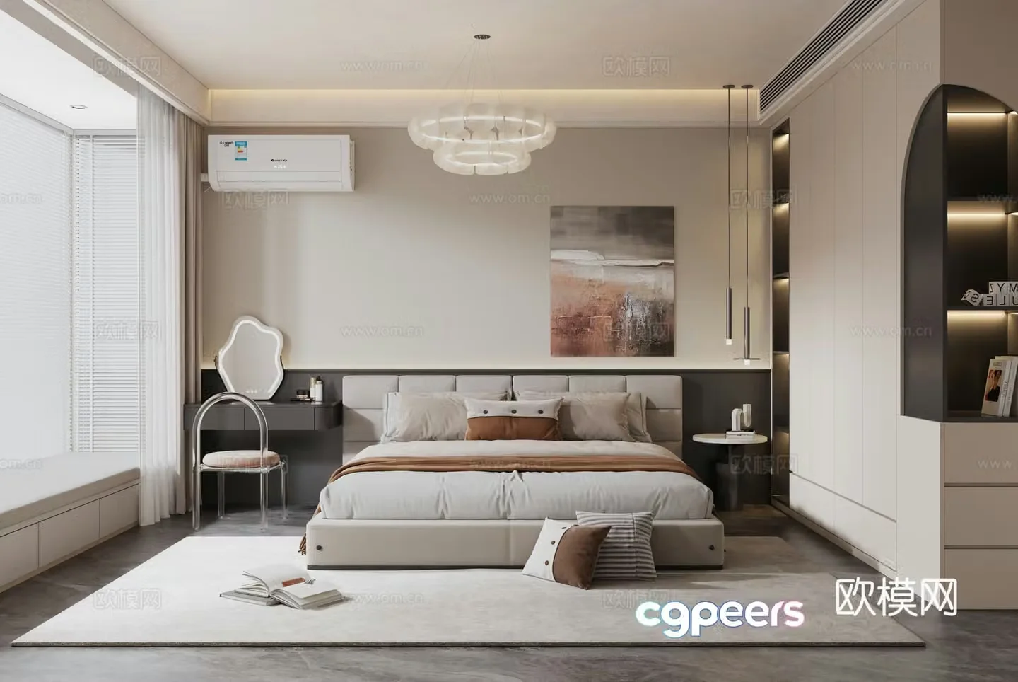 Modern minimalist home bedroom 3d model