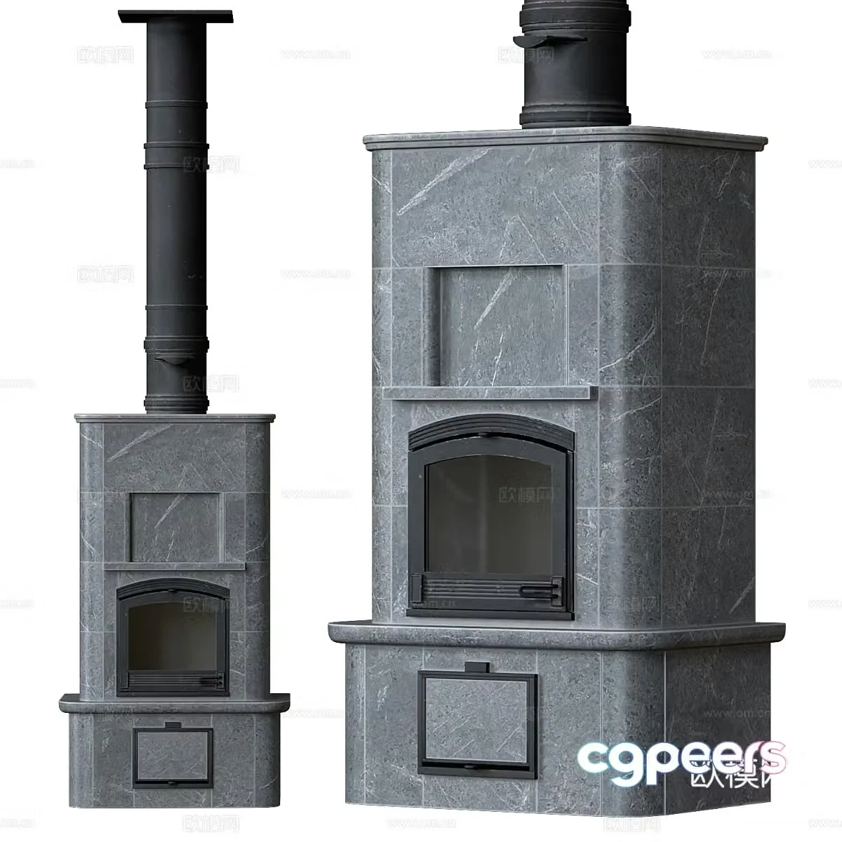 Fireplace Stone stove 3d model