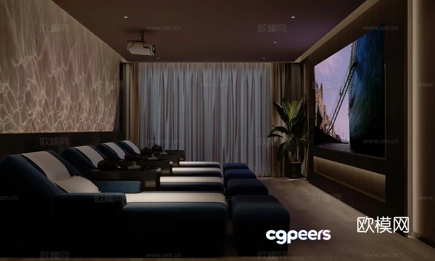 Modern Beauty Salon SPA Massage Massage Massage Bed Club Foot City Cinema 3D Model