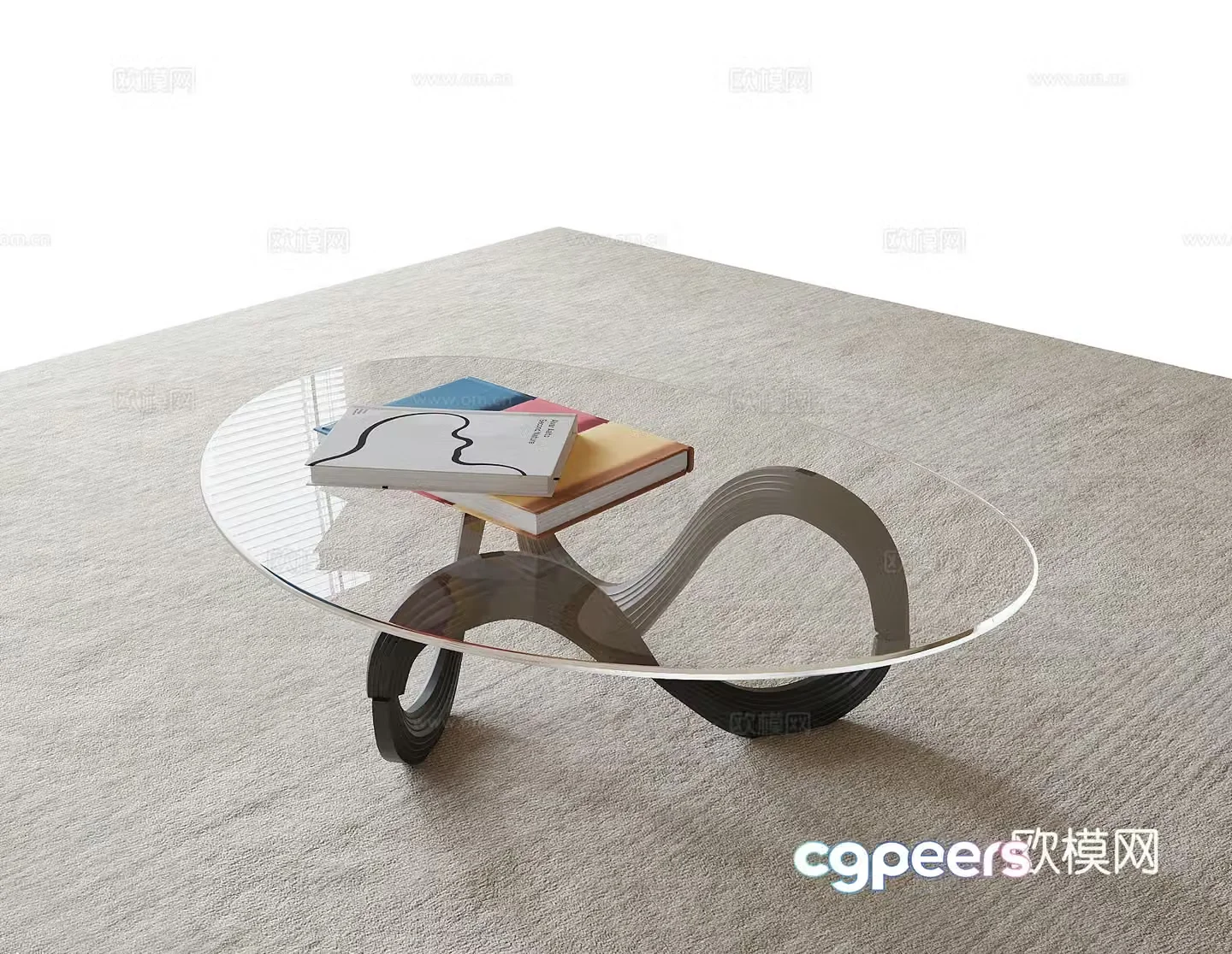 Modern glass coffee table 3d model