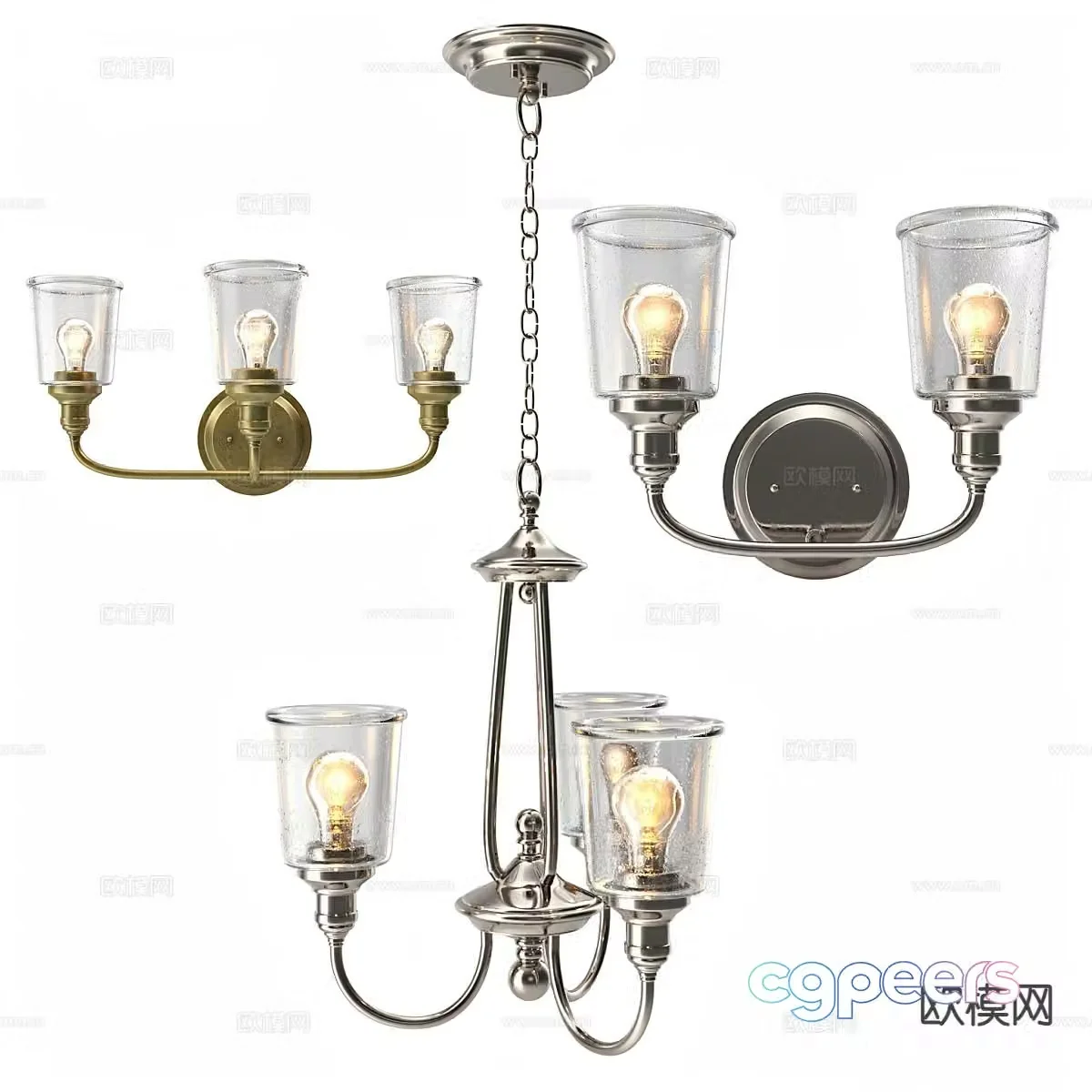 Light luxury glass chandelier 3d model