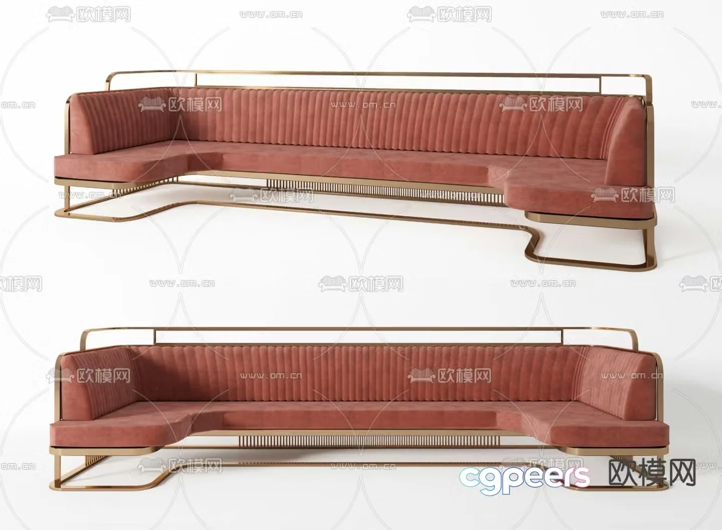 Card seat sofa multi-person sofa curved card seat 3D model
