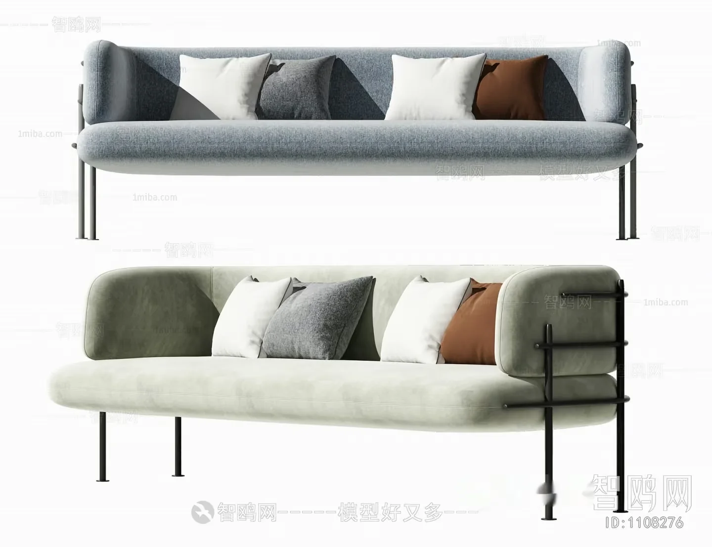 Modern Couches With Pillows 3D Model – 4644 – VRAY Render