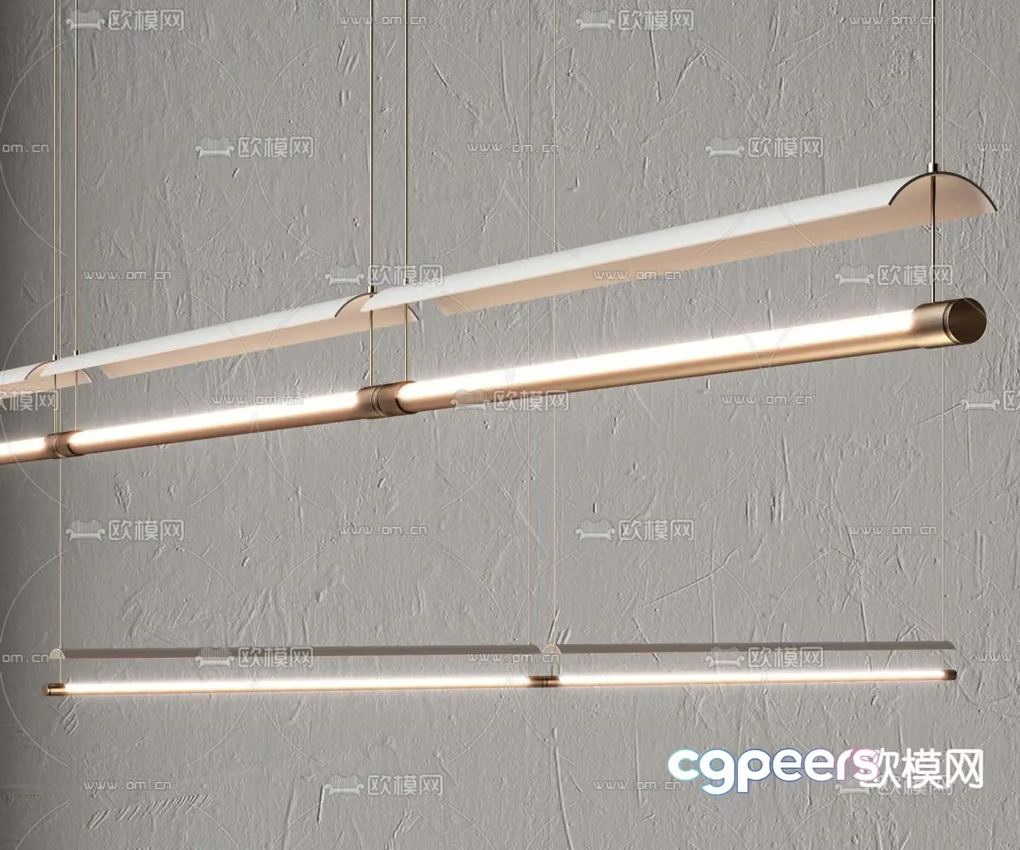 Modern long chandelier 3d model