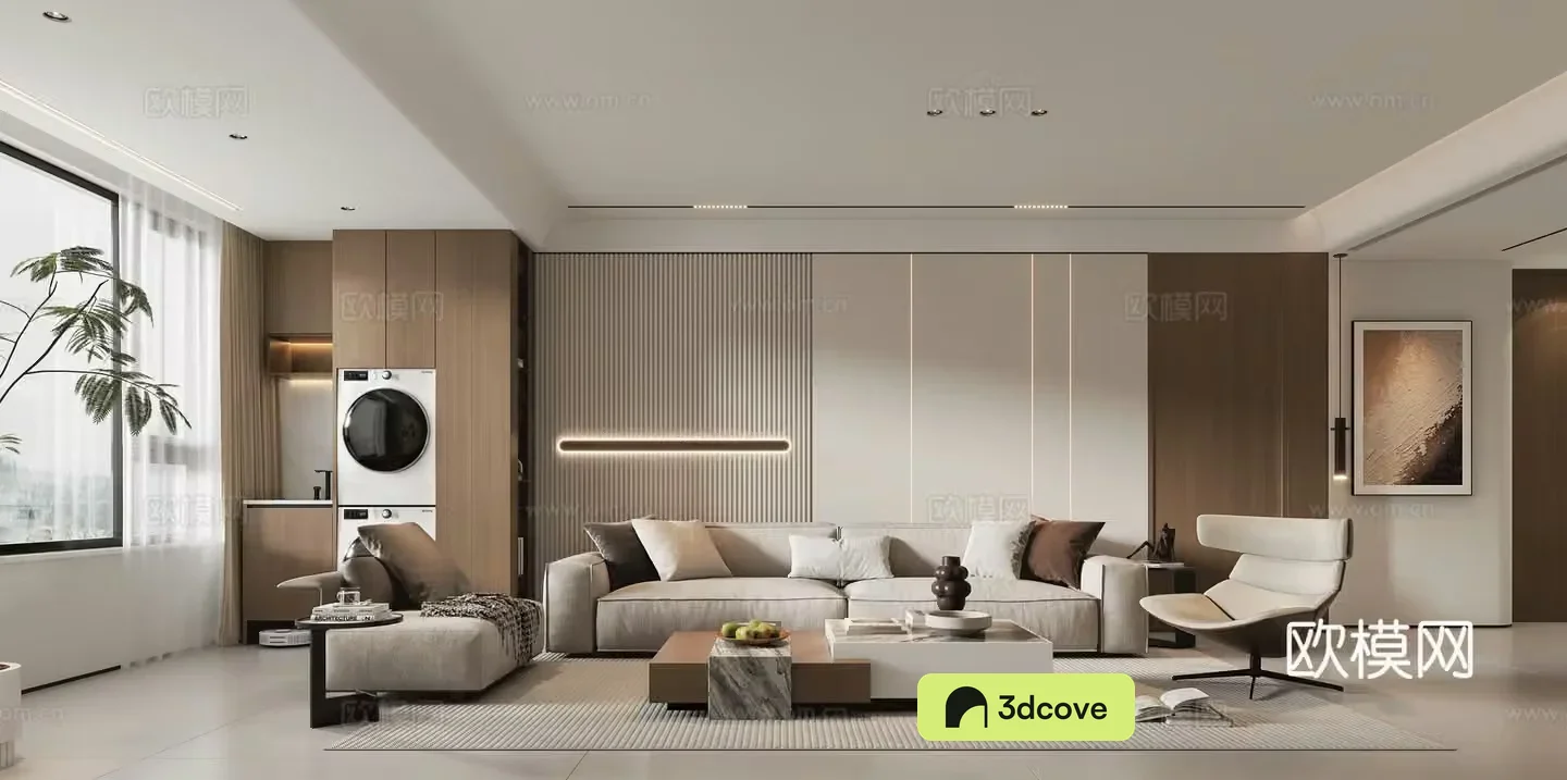 Modern living and dining room