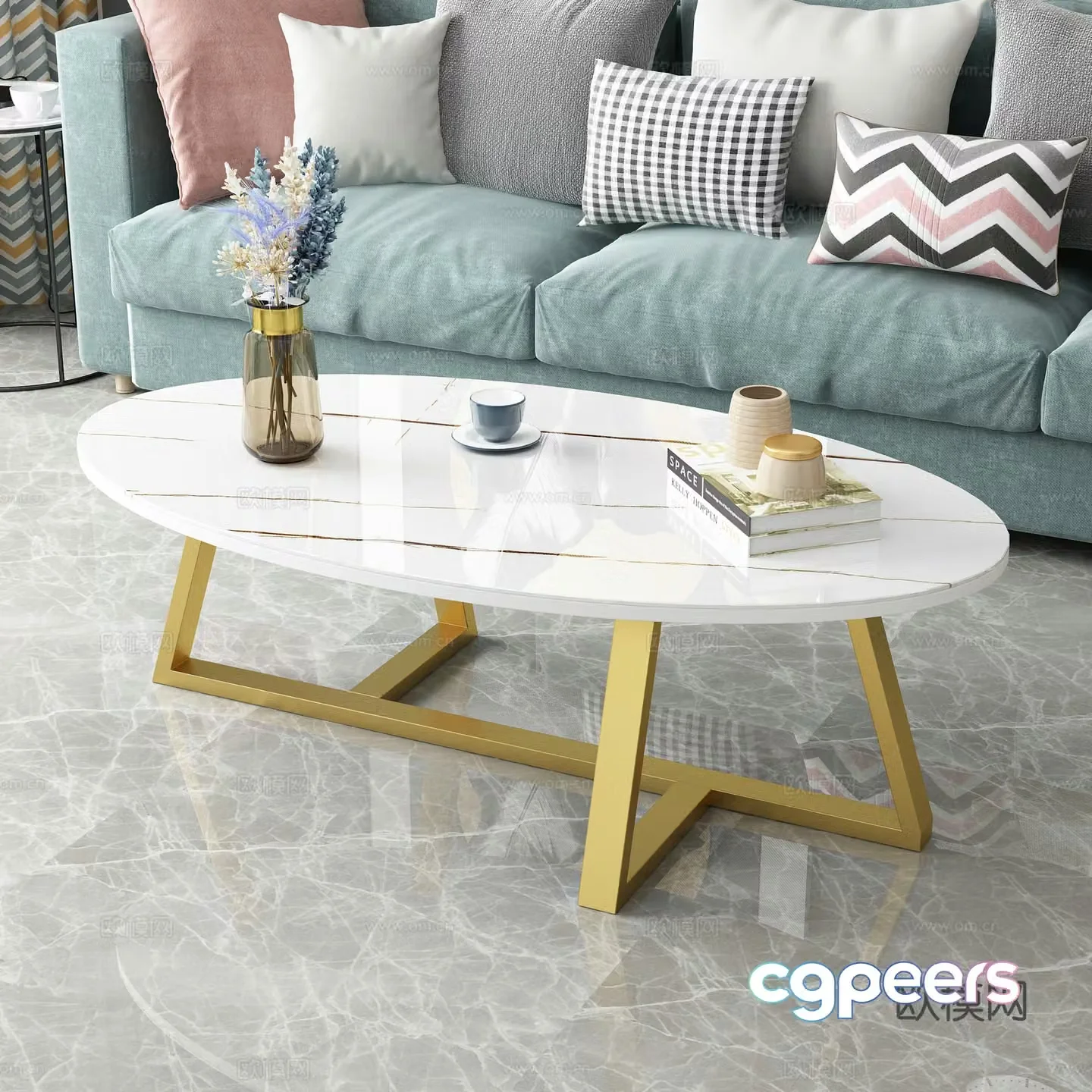 Modern marble coffee table 3d model