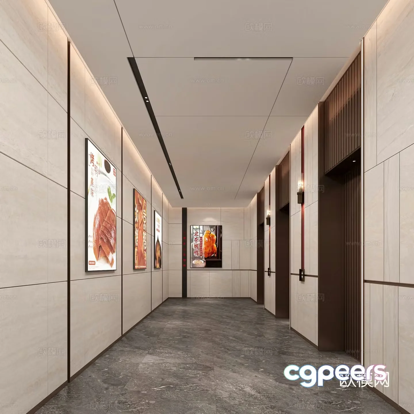 Office building elevator hall 3d model