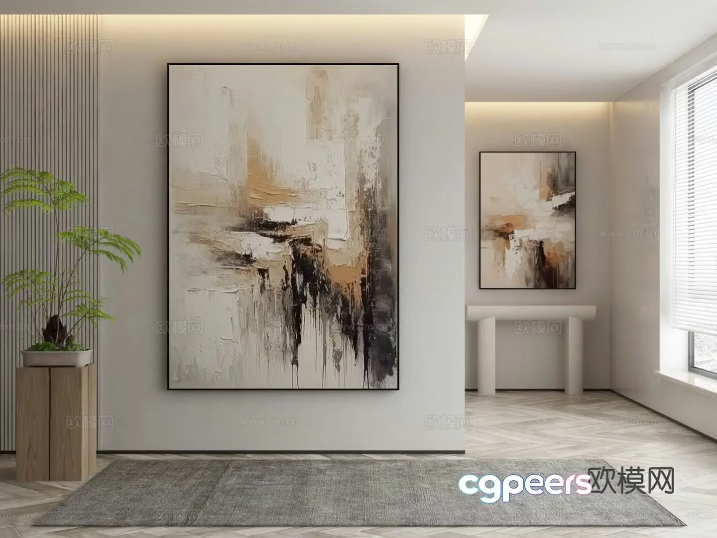Modern texture painting decorative painting 3d model
