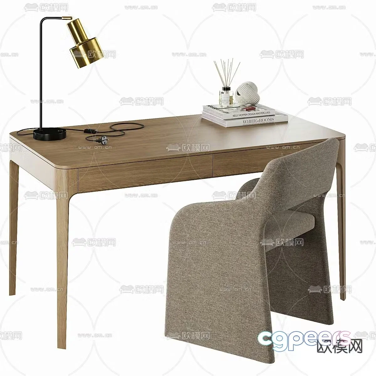Modern desk chair writing desk 3d model