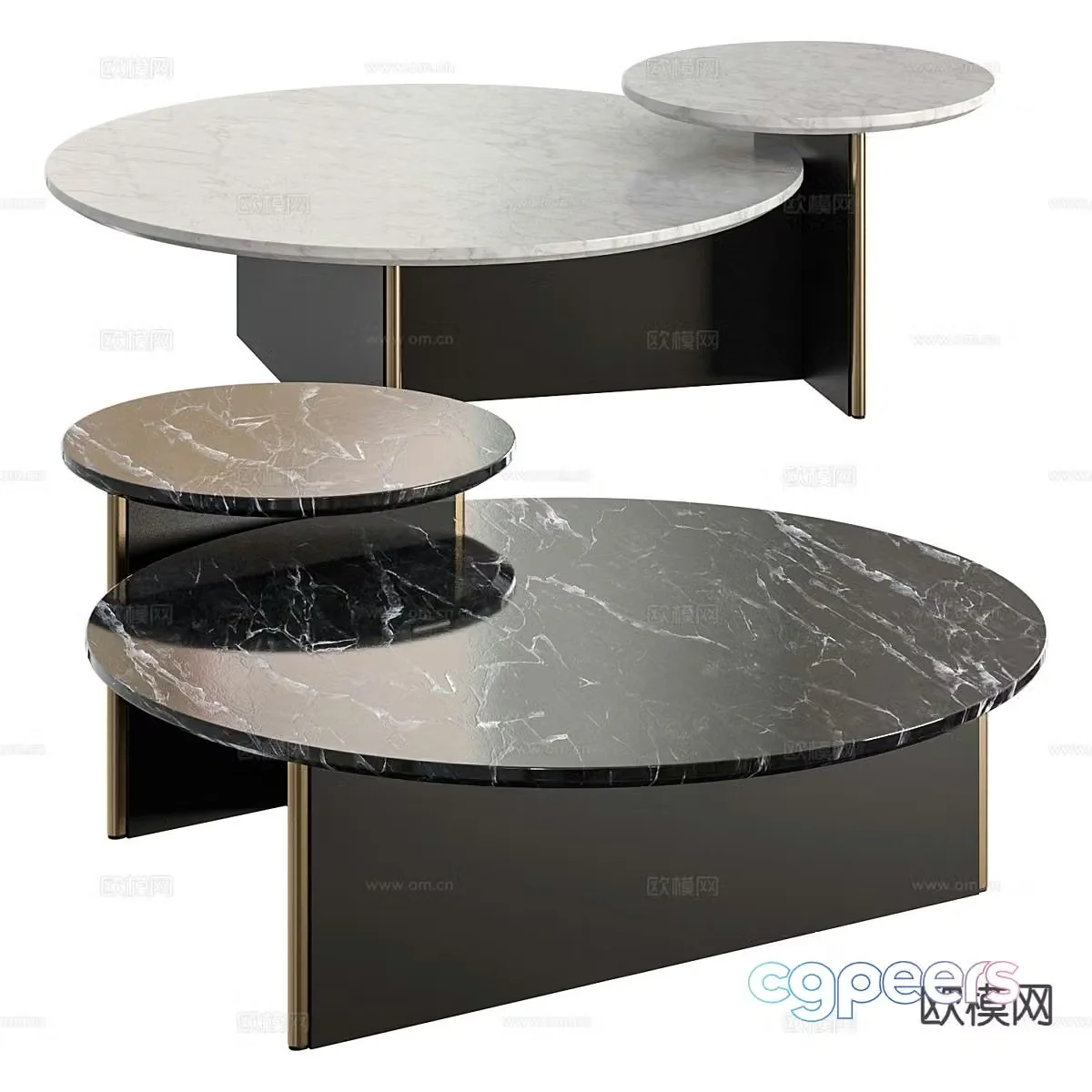 Marble coffee table mother-in-law coffee table 3d model