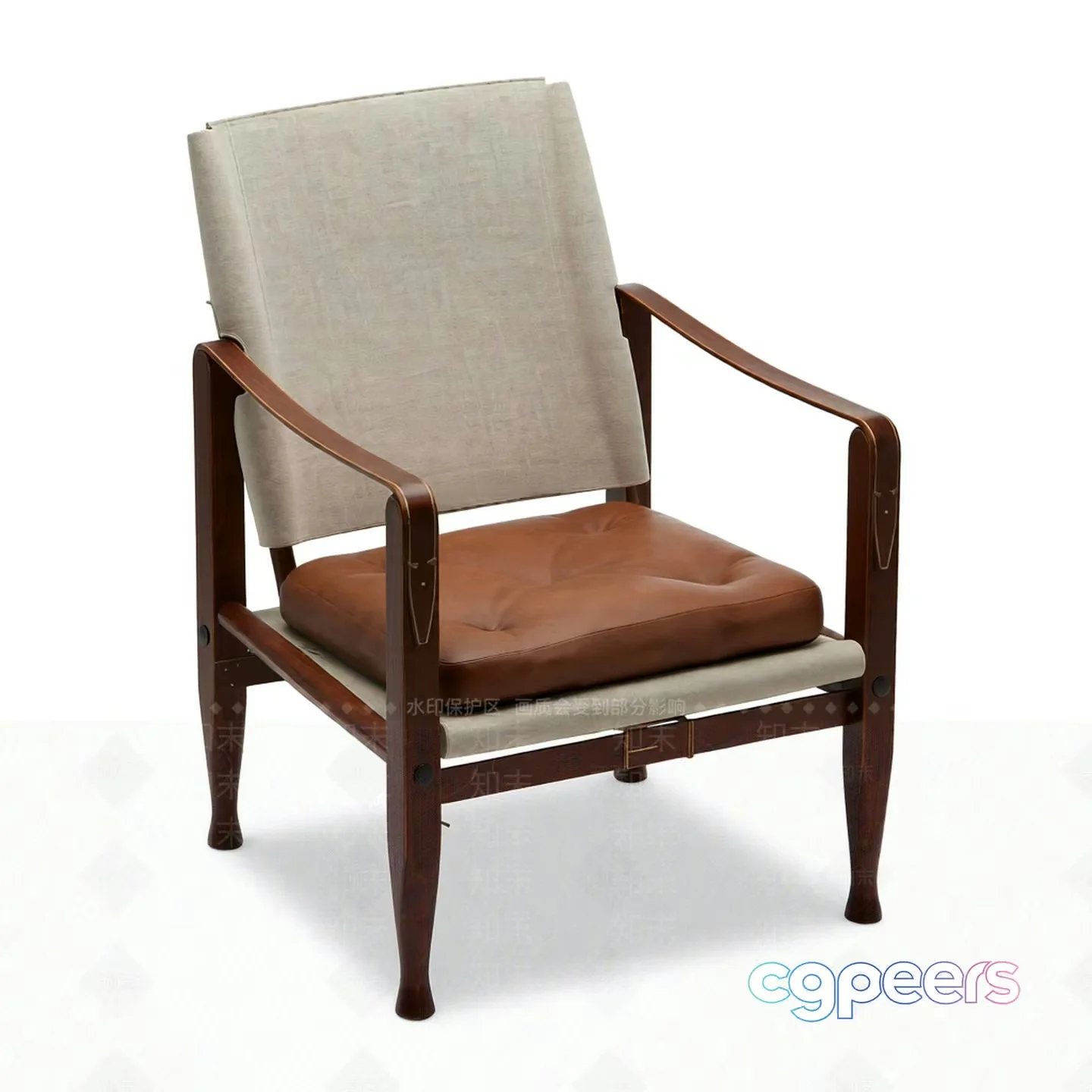 A Wooden Chair With A Cushion 3D Model – 9870 – VRAY Render