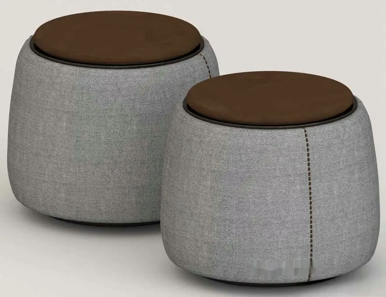 Two Gray Ottomans 3D Model – 10796 – VRAY Render