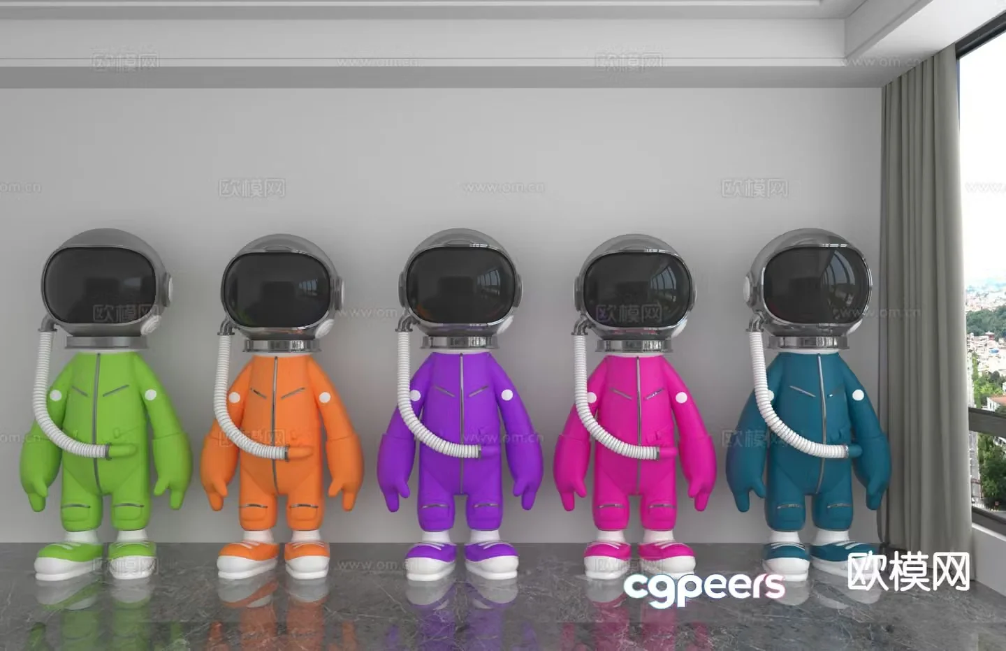 Modern colorful astronaut doll trendy ornament 3D model