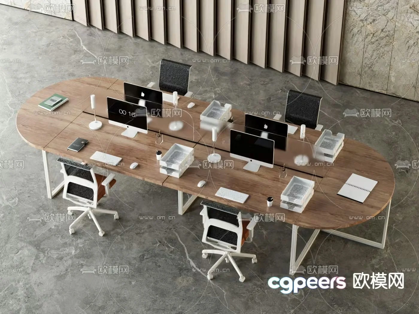 Office desk and chair station 3D model