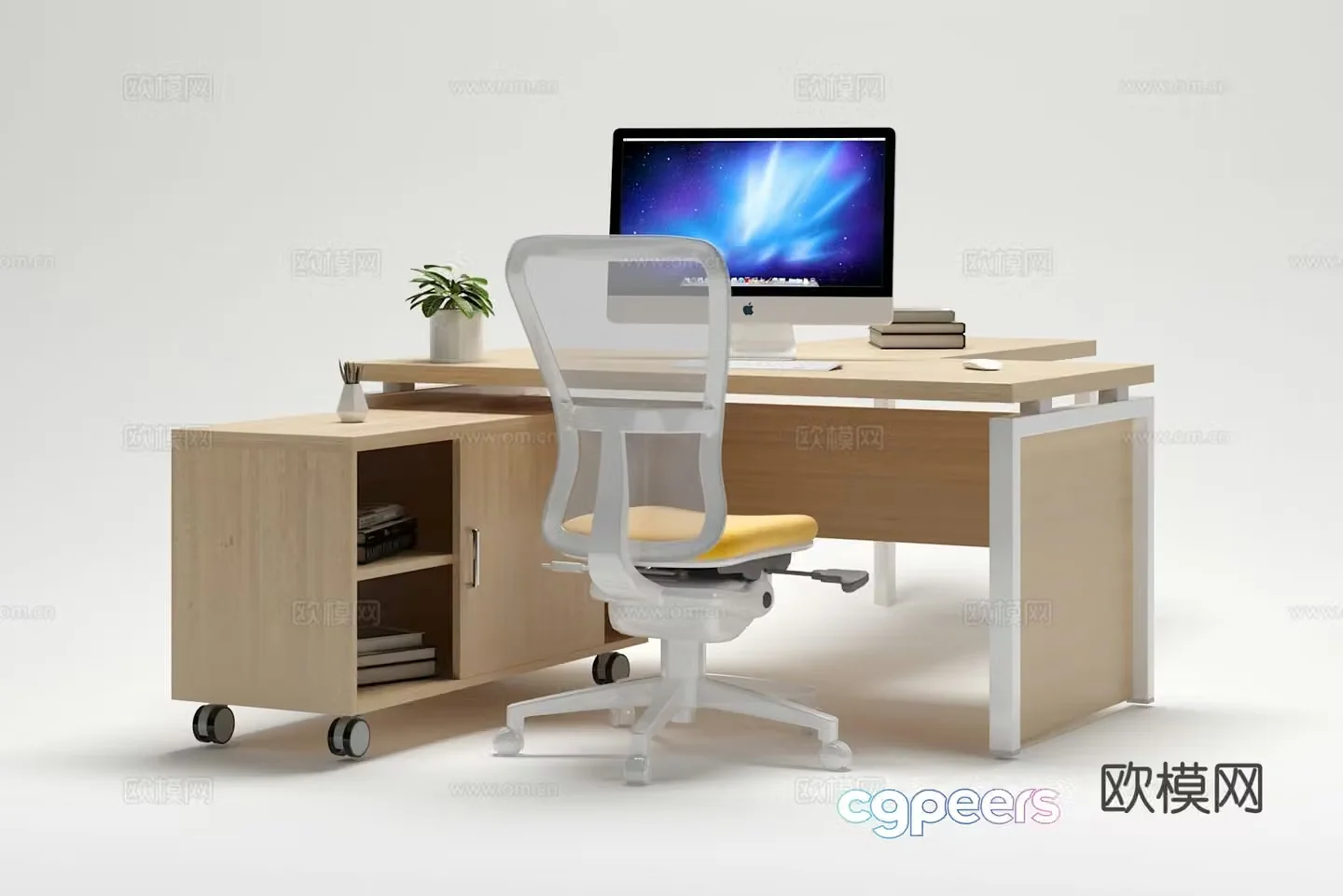 Modern office desk office desk boss desk 3d model
