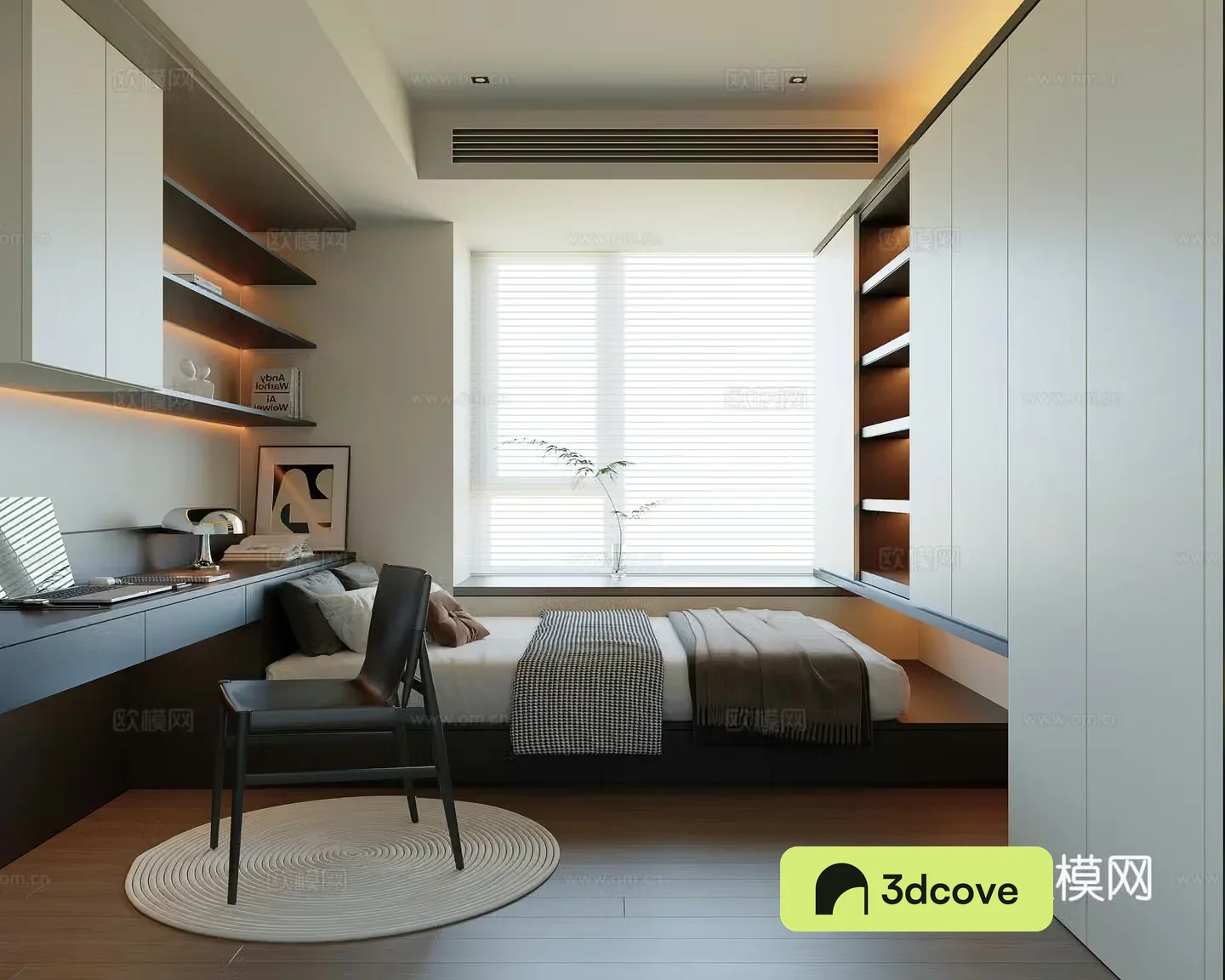 Modern Italian Tatami Bedroom Tatami Bed Wardrobe Chair Decoration