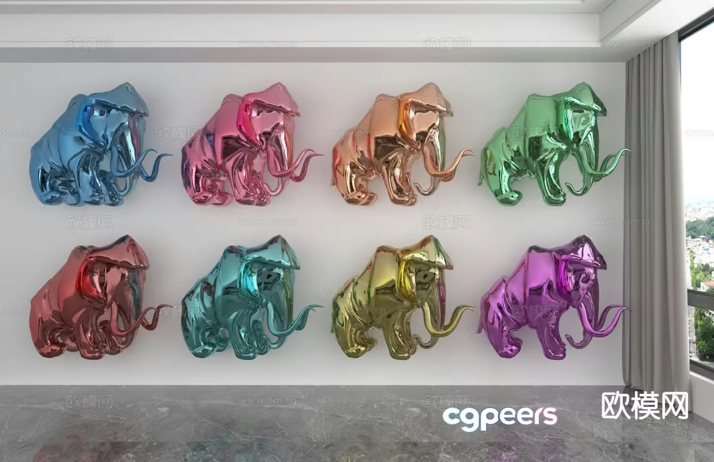 Modern laser elephant doll trendy ornament 3D model