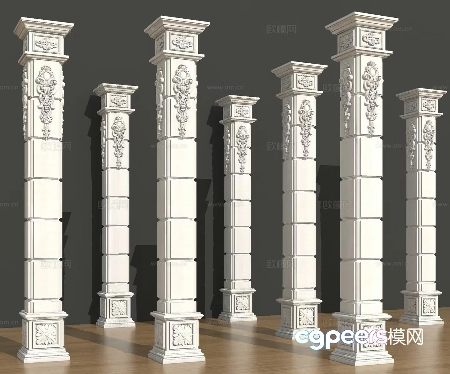 European columns angle columns Roman columns 3D model