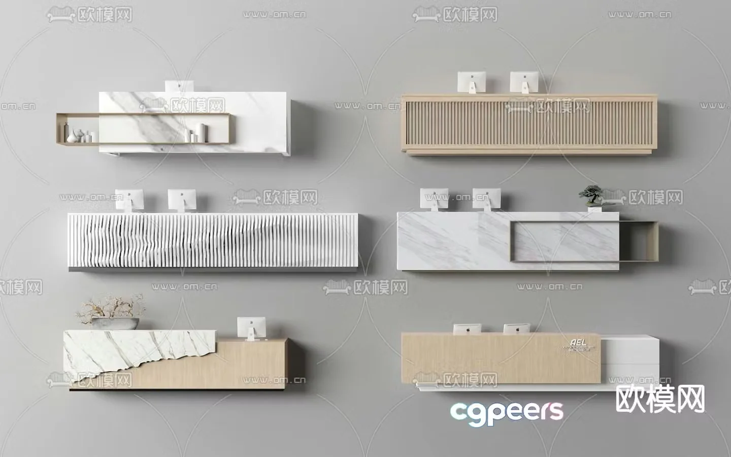 Front desk reception desk service desk 3d model