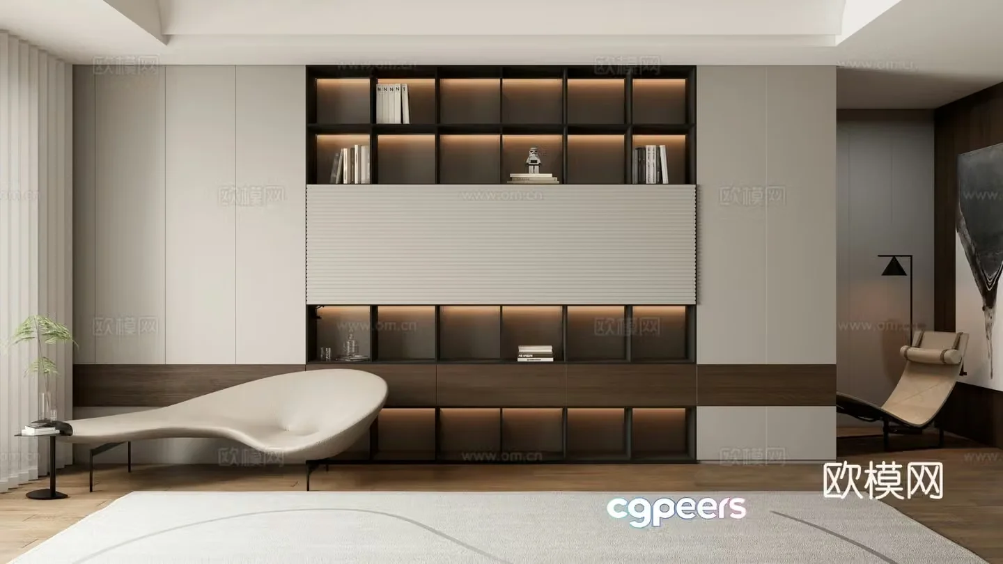 Modern open bookcase bookshelf 3d model