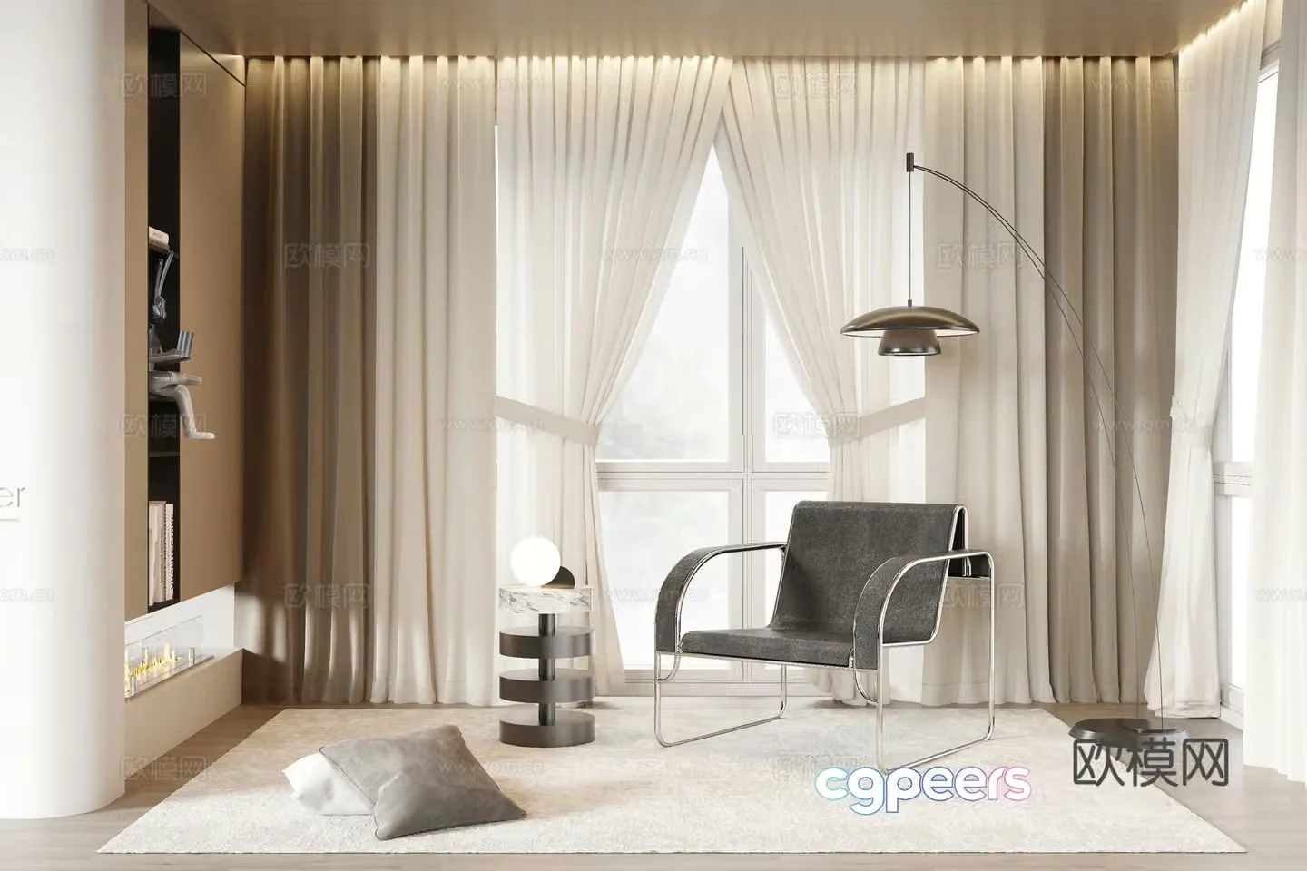 Modern curtain 3d model