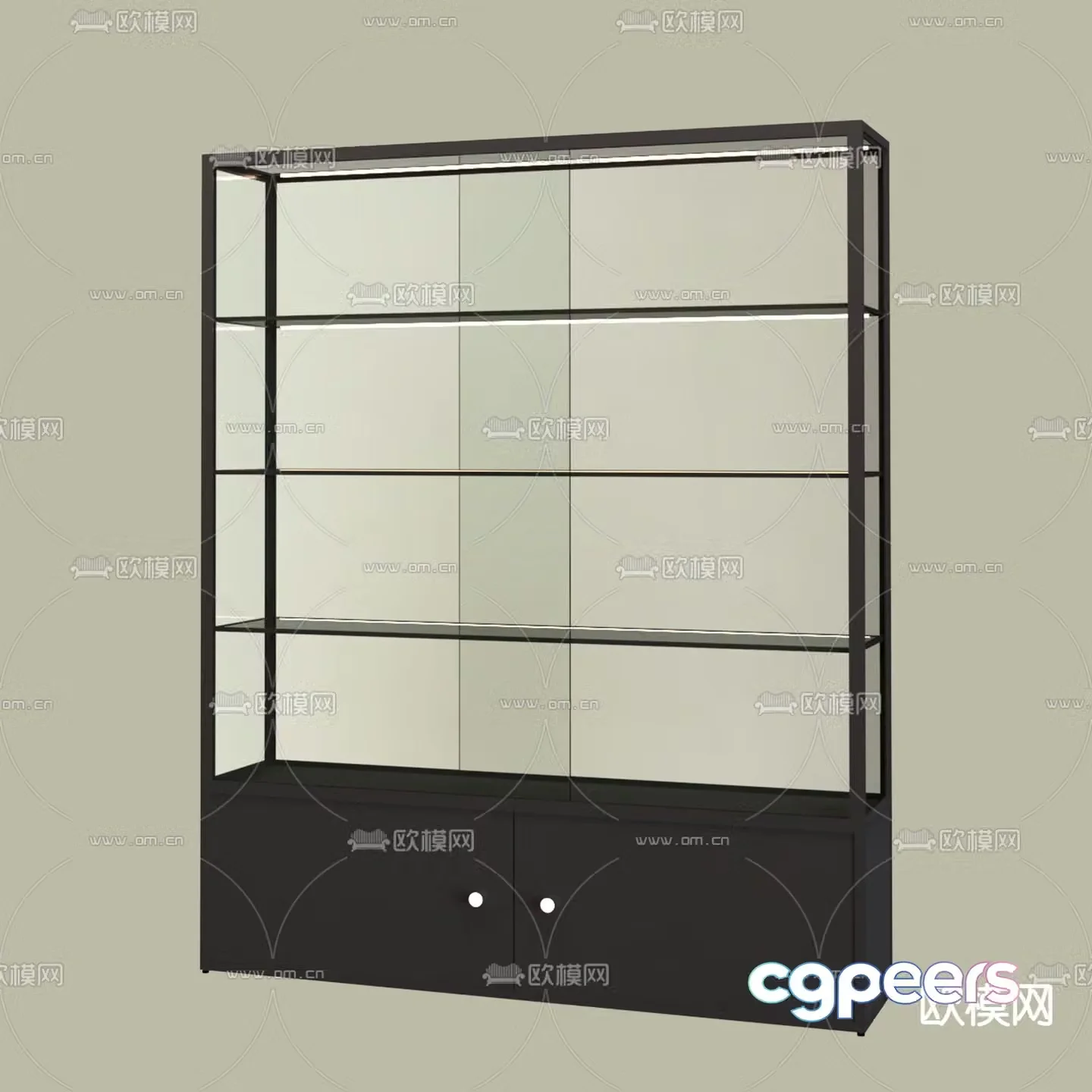 Titanium alloy glass cabinet shelf 3d model