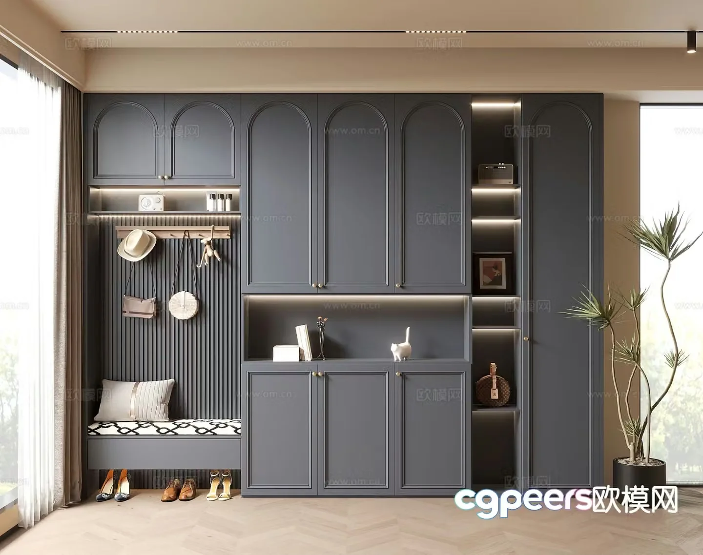 French retro shoe cabinet custom shoe cabinet 3d model