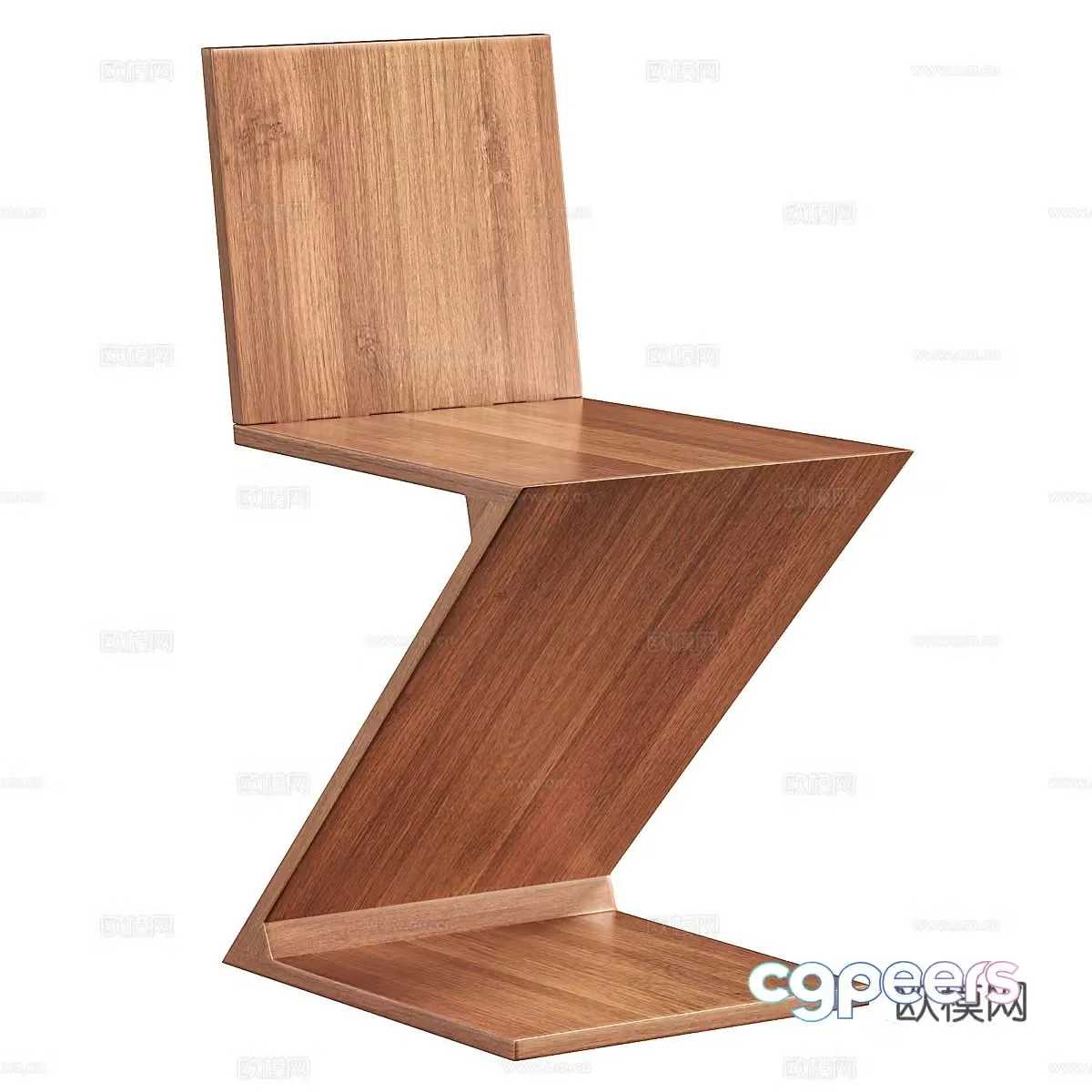 Modern wooden dining chair 3d model
