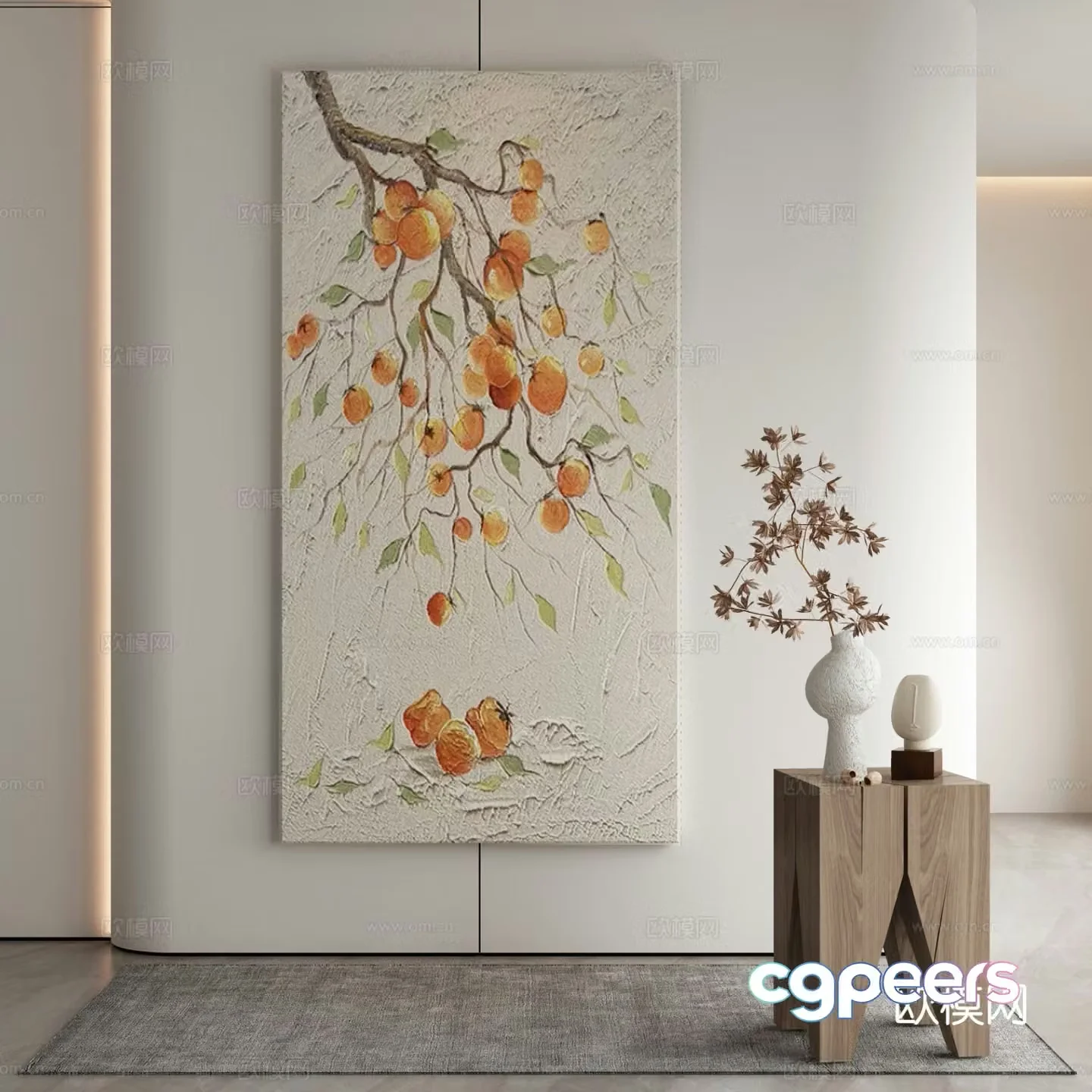 New Chinese texture painting decorative painting 3D model