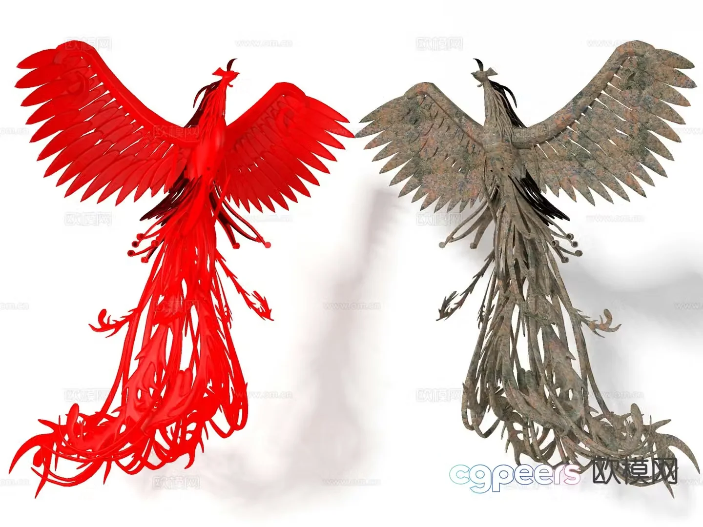 Phoenix sculpture old statue 3d model