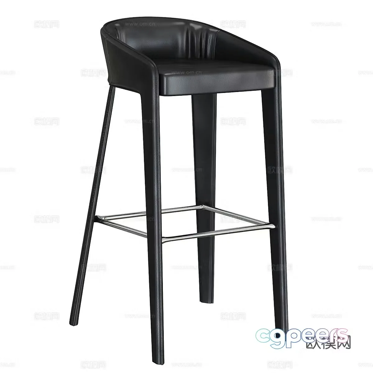 Modern Italian light luxury leather bar chair 3D model