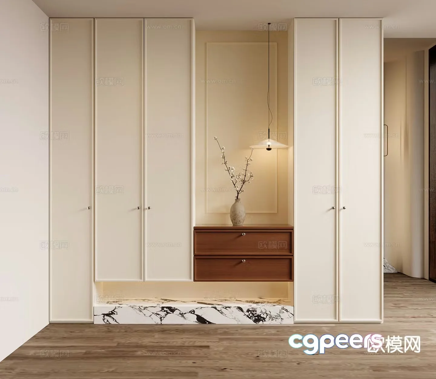 French entryway shoe cabinet 3d model