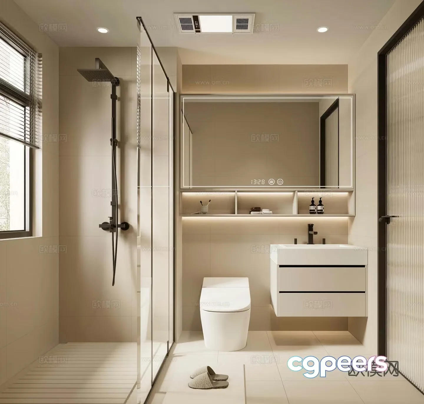 Cream style bathroom bathroom 3d model