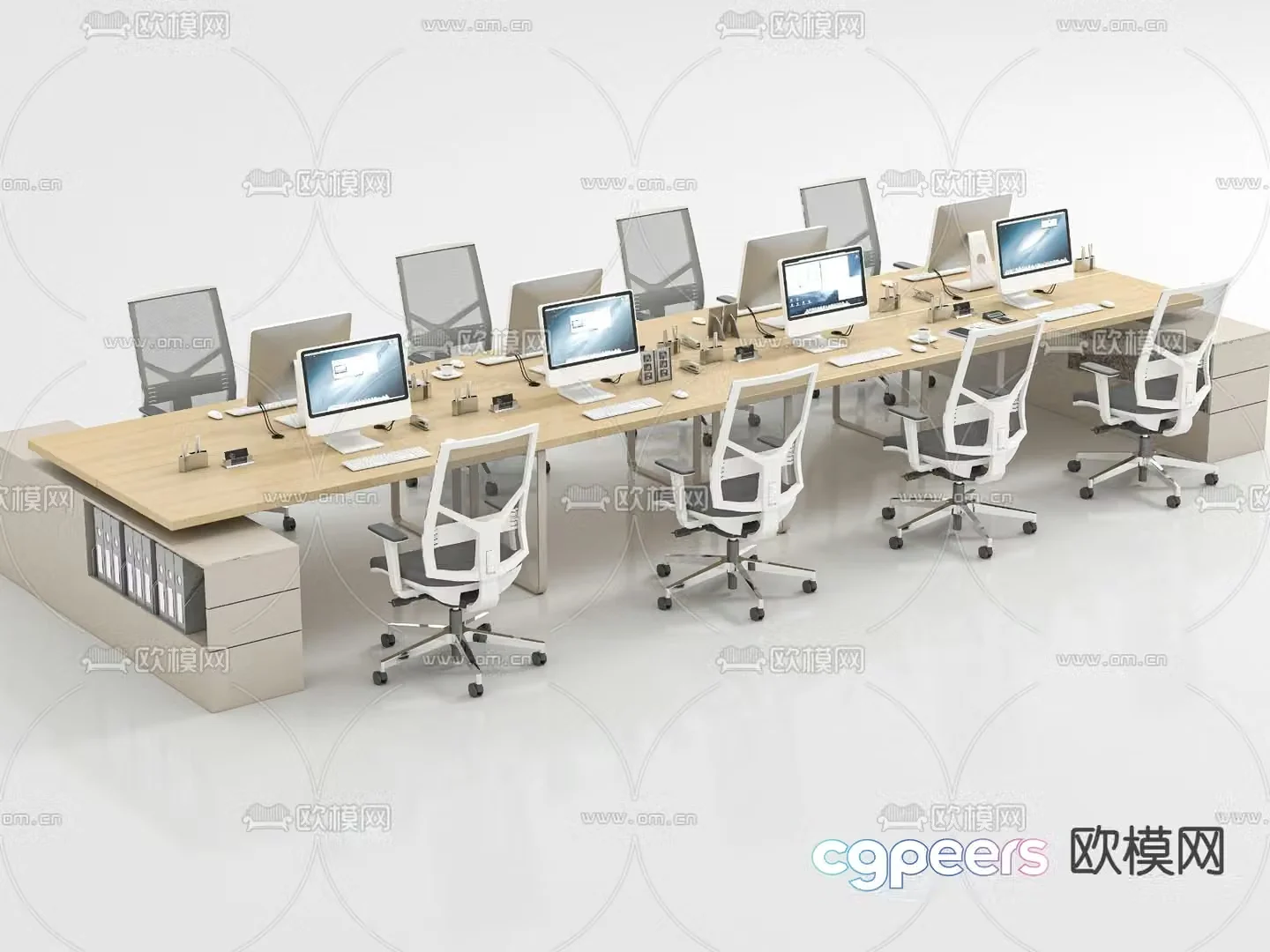 Card space desk staff table 3d model
